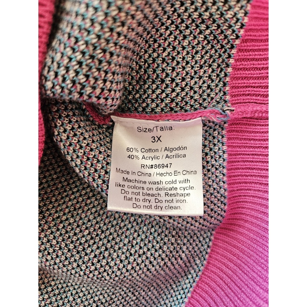 NWT Disney Minnie Mouse Bow Hot Pink Knit Long Sleeve Sweater Crew Neck, Plus 3X - Picture 8 of 8